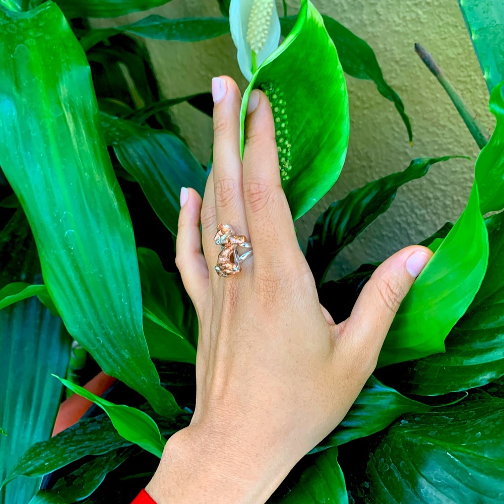 Brand New - Unique copper and sterling silver ring size: 6.5